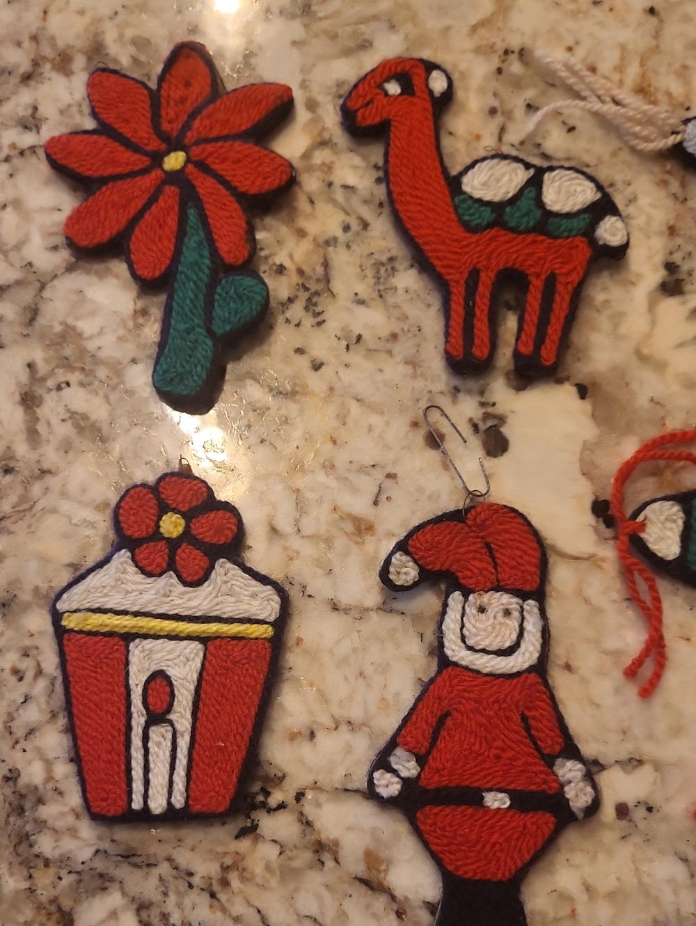 Vintage Set Of 15 Handmade Yarn Christmas Ornaments
